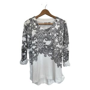 Chico's Black and White Paisley Blouse size 0
